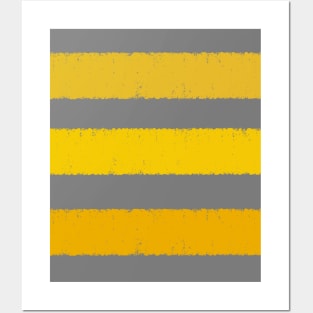 Wide Mustard Yellow and Grey Stripes Paint Style Posters and Art